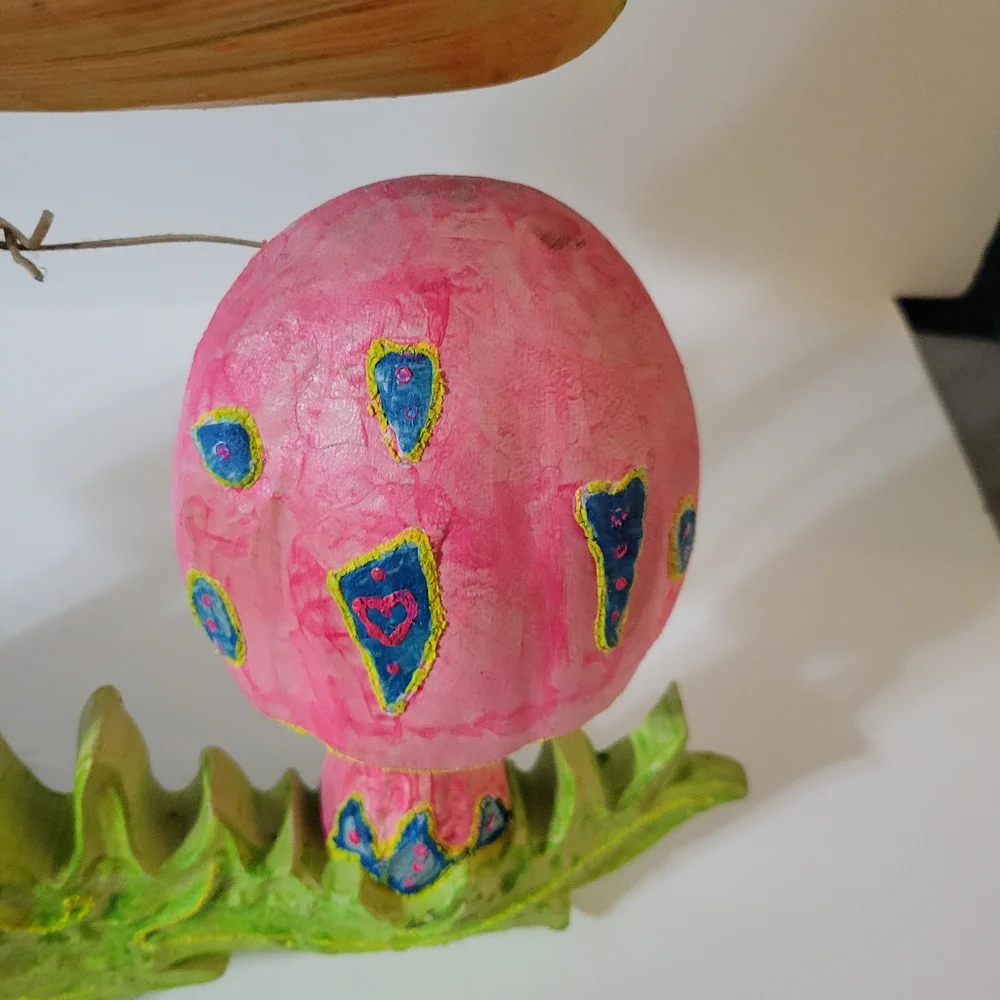 Vintage 1970 Mushroom Wall Hanging Day Glow - Picture 6 of 13